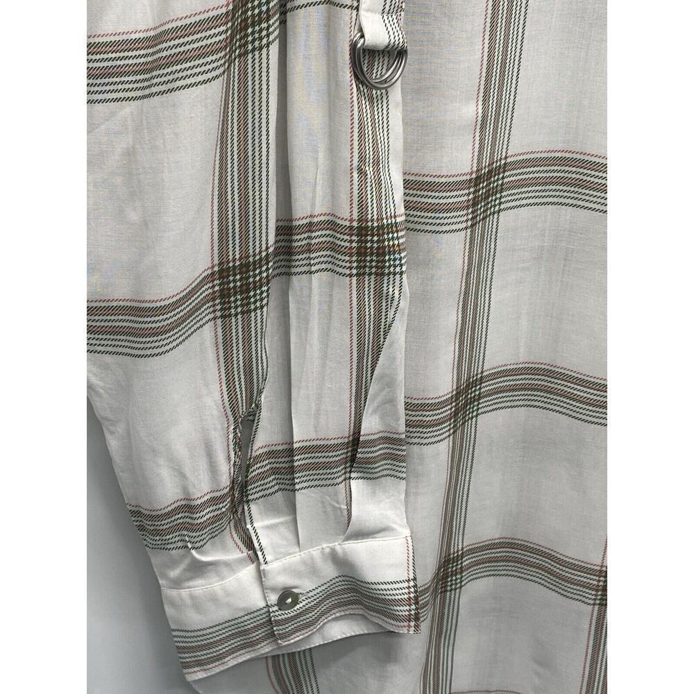 Jane + Delancey Women’s Button Front Top White Plaid Green Classic Neutral Sz 2x - Picture 4 of 8